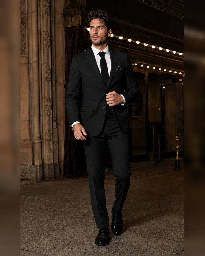 Men's Black Slim Fit Stretch 2-Piece Suit – Valenza Collection - Upscale Men's Fashion