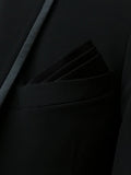 Men's Black Solid Satin Pocket Square - Upscale Men's Fashion