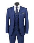 Men’s Blue Modern Fit 3-Piece Suit with Double-Breasted Vest – Altavilla Collection - Upscale Men's Fashion