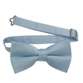 Men's Blue Solid Satin Pre-Tied Bow Tie - Upscale Men's Fashion