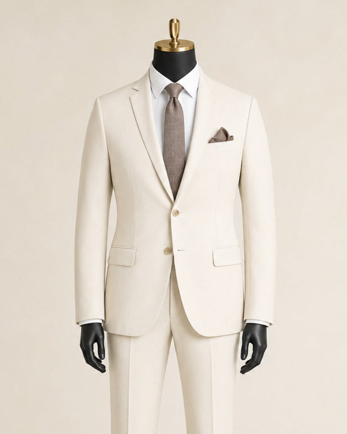 Men's Bone White Slim Fit Stretch 2-Piece Suit – Valenza Collection - Upscale Men's Fashion