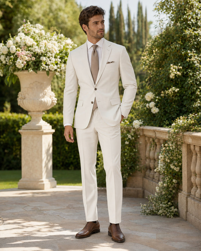 Men's Bone White Slim Fit Stretch 2-Piece Suit – Valenza Collection - Upscale Men's Fashion