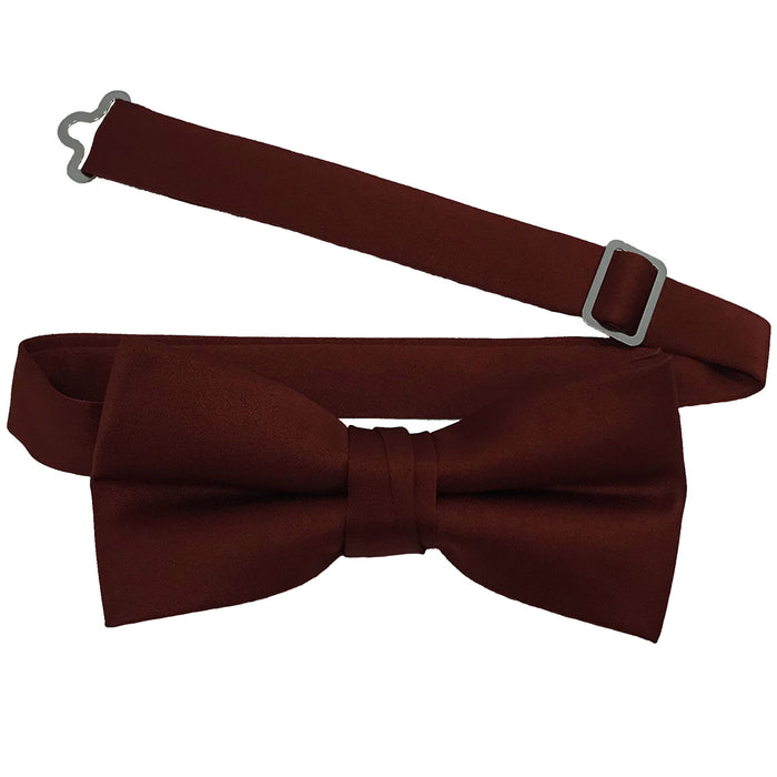 Men's Brick Solid Satin Pre-Tied Bow Tie - Upscale Men's Fashion