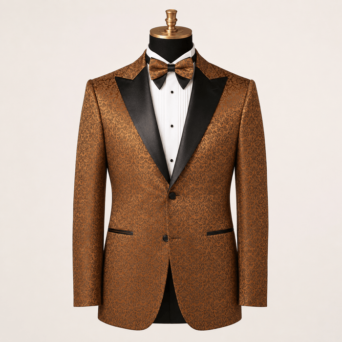 Men's Brown Floral Jacquard Regular Fit Dinner Jacket – Fiorenzo Collection - Upscale Men's Fashion