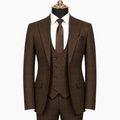 Men's Brown Glen Plaid Slim Fit Stretch 3-Piece Suit - Upscale Men's Fashion
