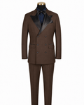 Men’s Brown Modern Fit 2-Piece Double-Breasted Tuxedo – Bellavaro Collection - Upscale Men's Fashion