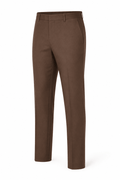 Men's Brown Modern Fit Pre-Hemmed Dress Pants - Upscale Men's Fashion