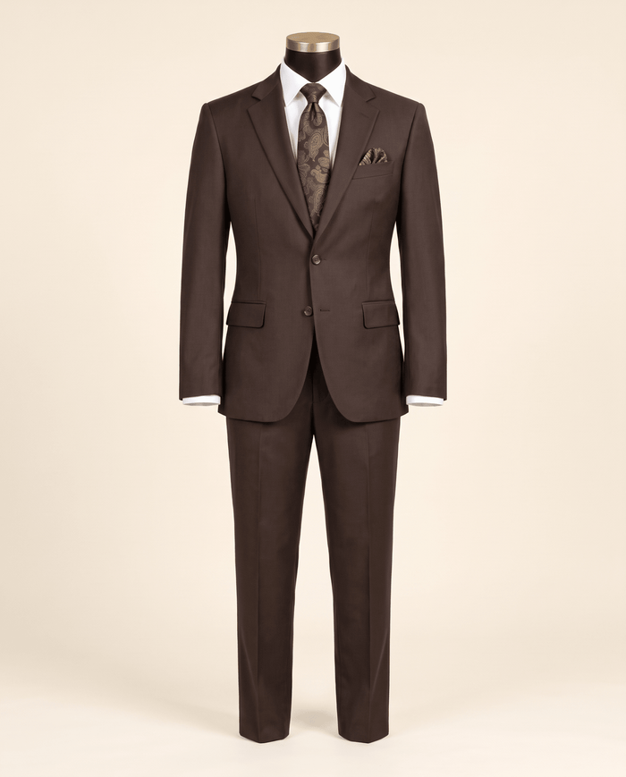 Men’s Brown Regular Executive Fit 2-Piece Suit – Ravello Collection - Upscale Men's Fashion