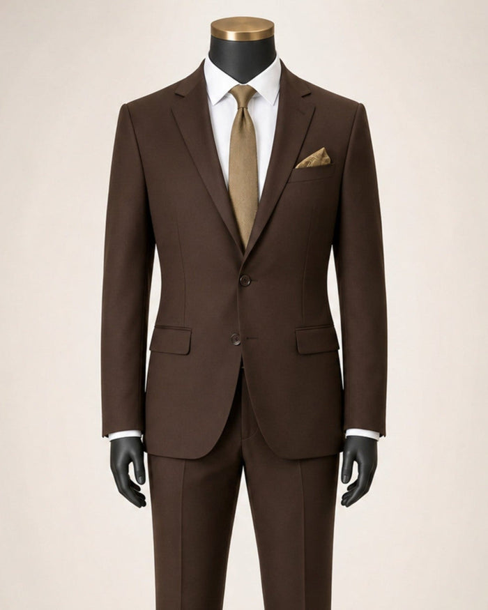 Men's Brown Slim Fit Stretch 2-Piece Suit – Valenza Collection - Upscale Men's Fashion