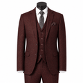 Men's Burgundy Hybrid Fit 3-Piece Tweed Suit | Alveron Collection - Upscale Men's Fashion