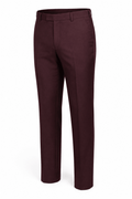 Men's Burgundy Modern Fit Pre-Hemmed Dress Pants - Upscale Men's Fashion
