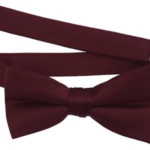 Men's Burgundy Solid Satin Pre-Tied Bow Tie - Upscale Men's Fashion