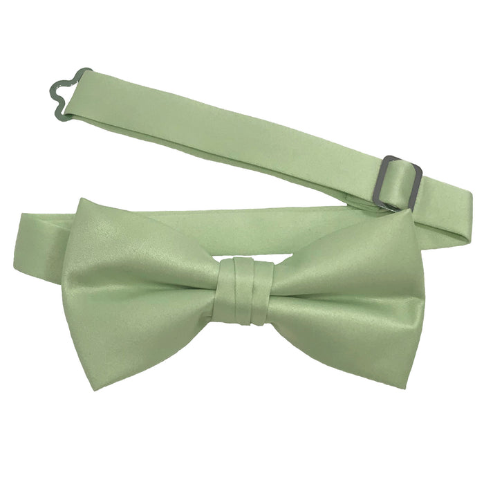 Men's Celery Solid Satin Pre-Tied Bow Tie - Upscale Men's Fashion