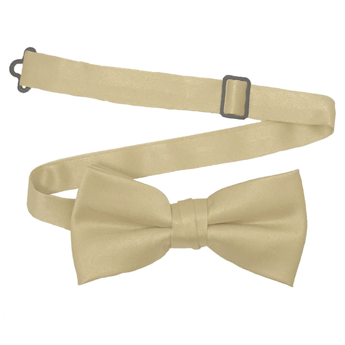 Men's Champagne Solid Satin Pre-Tied Bow Tie - Upscale Men's Fashion