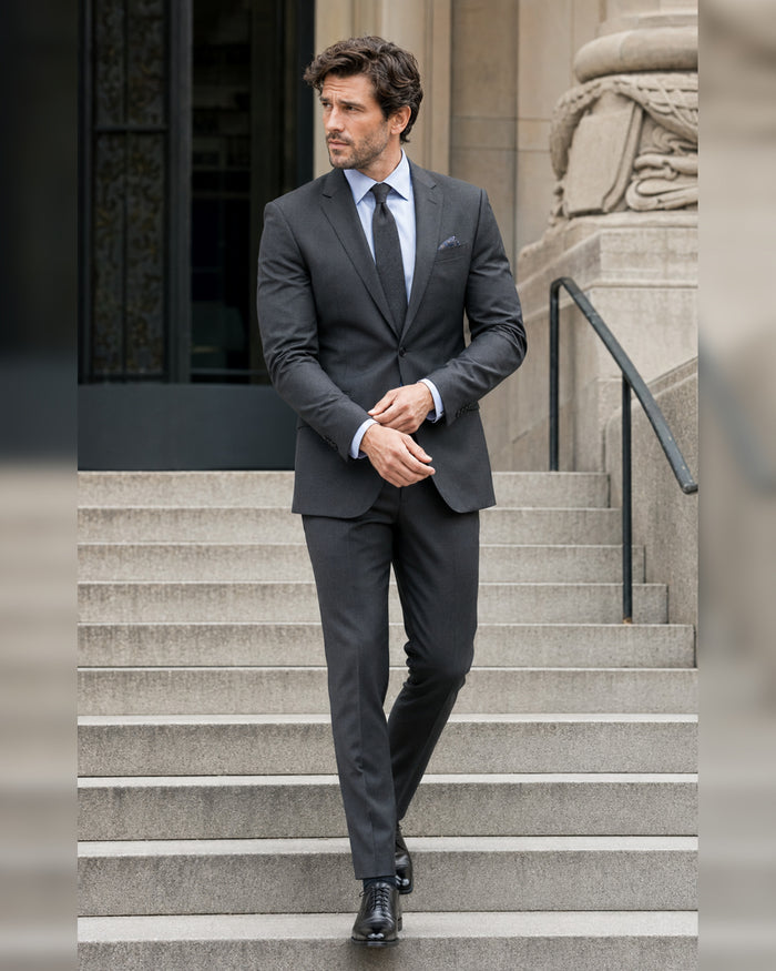 Men's Charcoal Slim Fit Stretch 2-Piece Suit – Valenza Collection - Upscale Men's Fashion