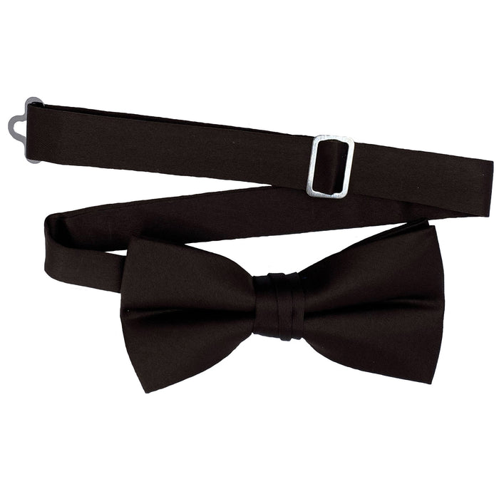Men's Chocolate Solid Satin Pre-Tied Bow Tie - Upscale Men's Fashion