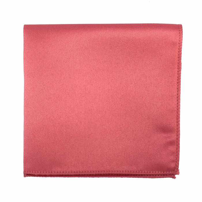 Men's Coral Solid Satin Pocket Square - Upscale Men's Fashion