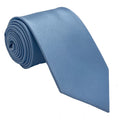 Men's Dusty Blue Satin Self-Tie Necktie - Upscale Men's Fashion