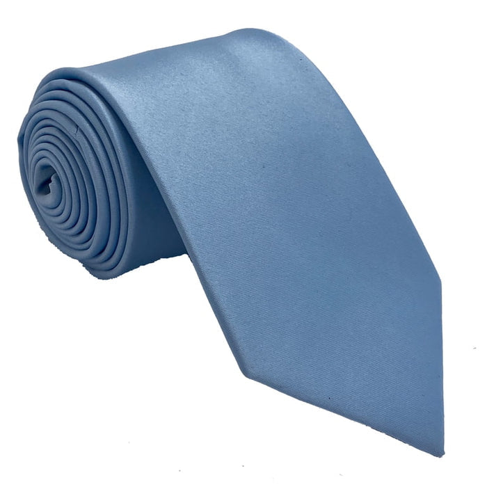 Men's Dusty Blue Satin Self-Tie Necktie - Upscale Men's Fashion