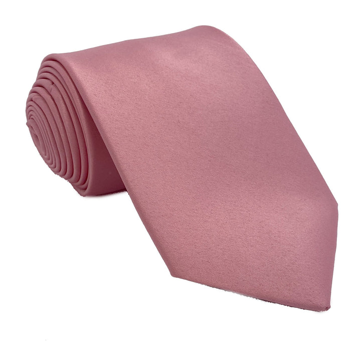 Men's Dusty Rose Satin Self-Tie Necktie - Upscale Men's Fashion