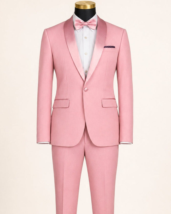 Men's Dusty Rose Slim Fit 2-Piece Shawl Lapel Tuxedo – Aurelio Collection - Upscale Men's Fashion