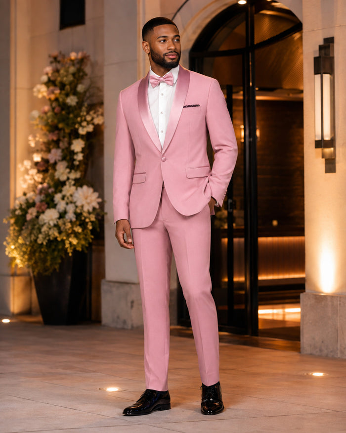 Men's Dusty Rose Slim Fit 2-Piece Shawl Lapel Tuxedo – Aurelio Collection - Upscale Men's Fashion