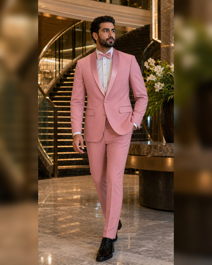 Men's Dusty Rose Slim Fit 2-Piece Shawl Lapel Tuxedo – Aurelio Collection - Upscale Men's Fashion