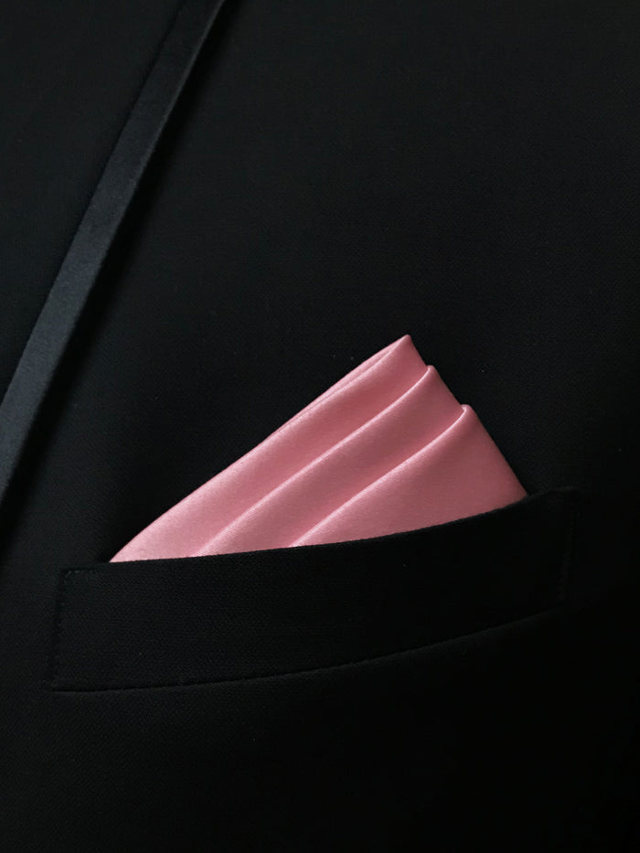 Men's Dusty Rose Solid Satin Pocket Square - Upscale Men's Fashion