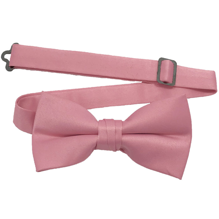 Men's Dusty Rose Solid Satin Pre-Tied Bow Tie - Upscale Men's Fashion