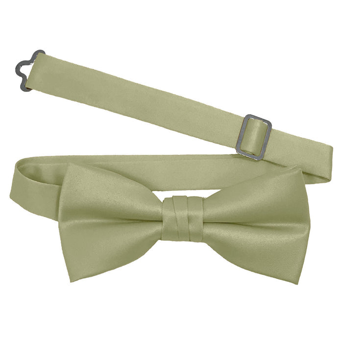 Men's Dusty Sage Solid Satin Pre-Tied Bow Tie - Upscale Men's Fashion