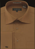 Men's French Cuff Dress Shirt Spread Collar- CAPPUCCINO - Upscale Men's Fashion