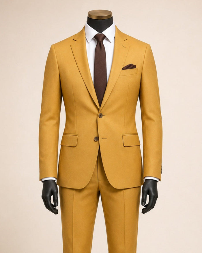 Men's Gold Slim Fit Stretch 2-Piece Suit – Valenza Collection - Upscale Men's Fashion