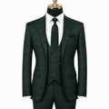 Men's Green Glen Plaid Slim Fit Stretch 3-Piece Suit - Upscale Men's Fashion