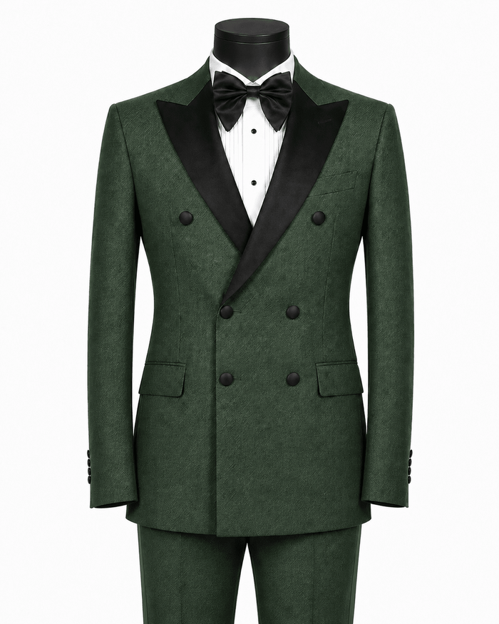 Men's Hunter Green Modern Fit Double-Breasted 2-Piece Tuxedo – Castello Collection - Upscale Men's Fashion