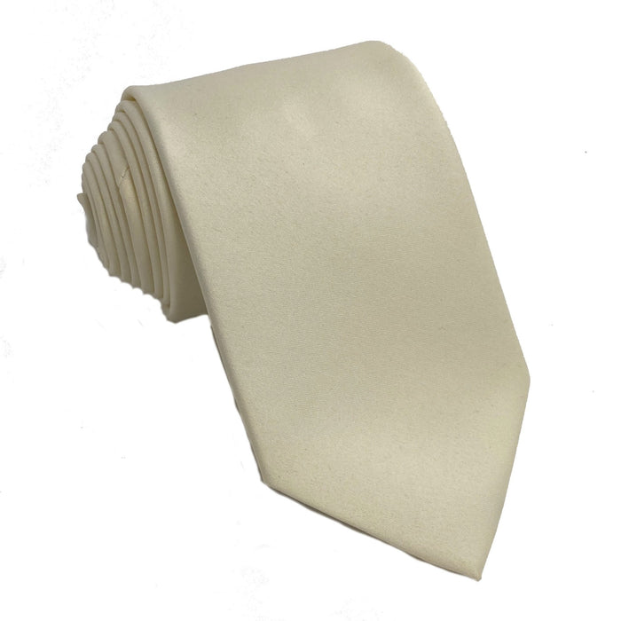 Men's Ivory Satin Self-Tie Necktie - Upscale Men's Fashion