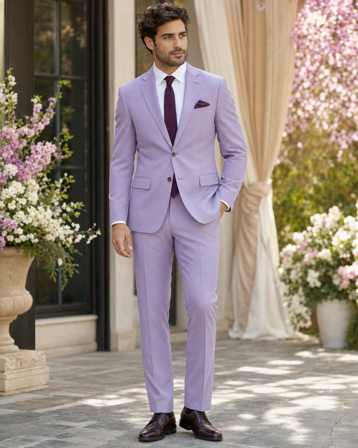 Men's Lavender Slim Fit Stretch 2-Piece Suit – Valenza Collection - Upscale Men's Fashion