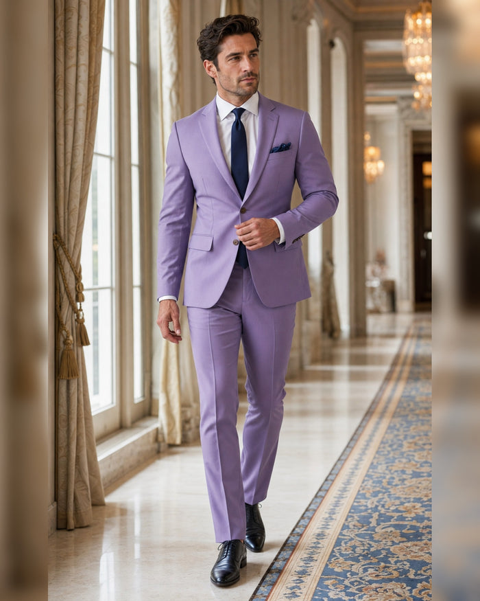 Men's Lavender Slim Fit Stretch 2-Piece Suit – Valenza Collection - Upscale Men's Fashion