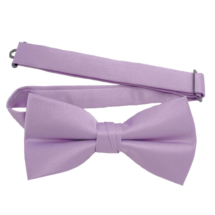 Men's Lavender Solid Satin Pre-Tied Bow Tie - Upscale Men's Fashion