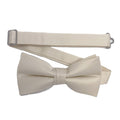 Men's Light Champagne Solid Satin Pre-Tied Bow Tie - Upscale Men's Fashion