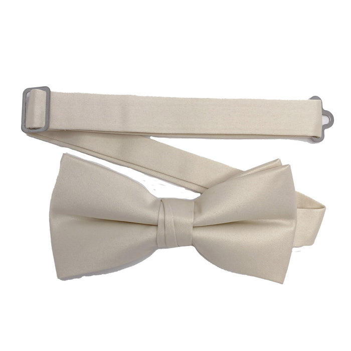 Men's Light Champagne Solid Satin Pre-Tied Bow Tie - Upscale Men's Fashion