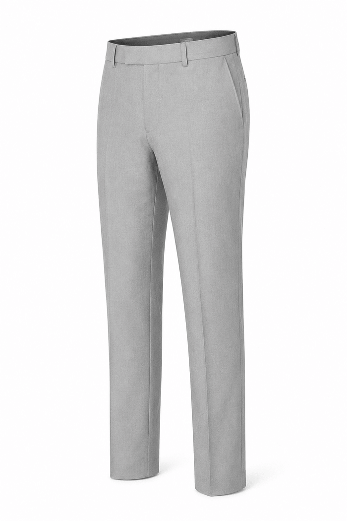 Men's Light Gray Modern Fit Pre-Hemmed Dress Pants - Upscale Men's Fashion