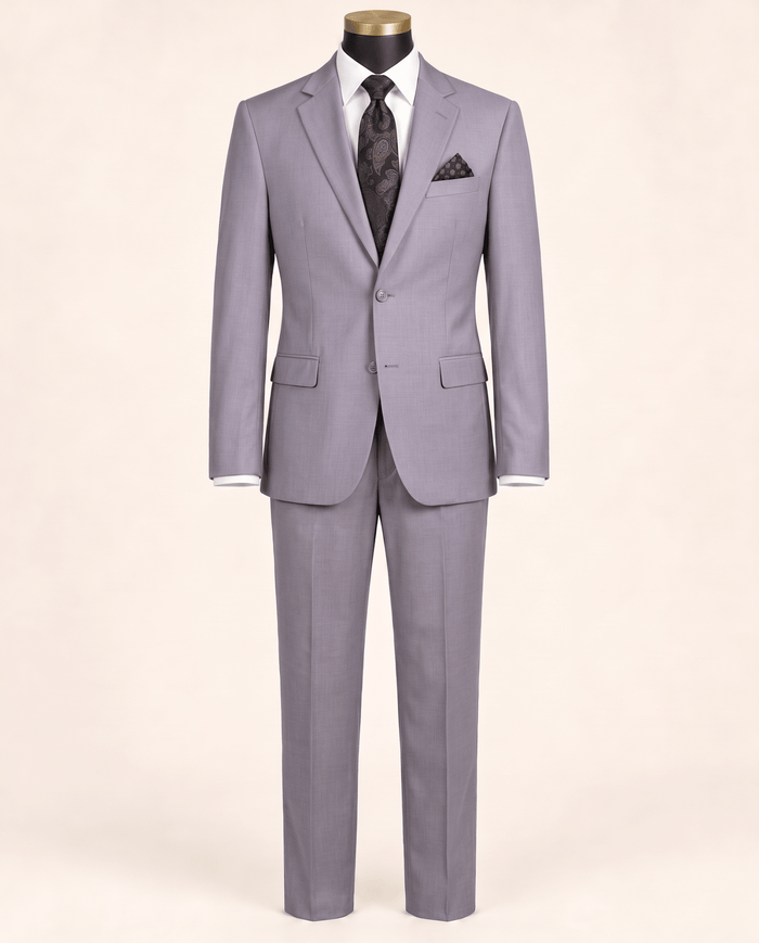 Men’s Light Gray Regular Executive Fit 2-Piece Suit – Ravello Collection - Upscale Men's Fashion