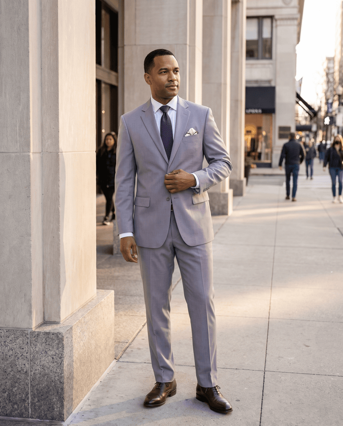 Men’s Light Gray Regular Executive Fit 2-Piece Suit – Ravello Collection - Upscale Men's Fashion