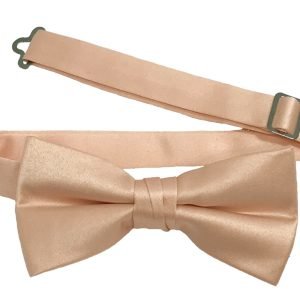 Men's Light Peach Solid Satin Pre-Tied Bow Tie - Upscale Men's Fashion