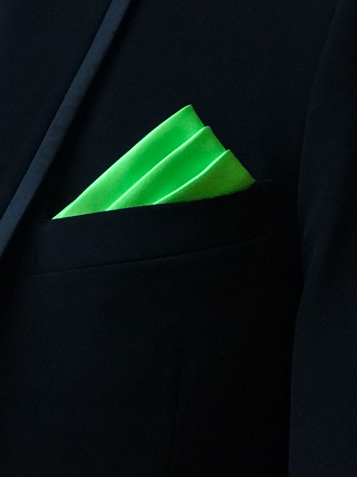Men's Lime Solid Satin Pocket Square - Upscale Men's Fashion