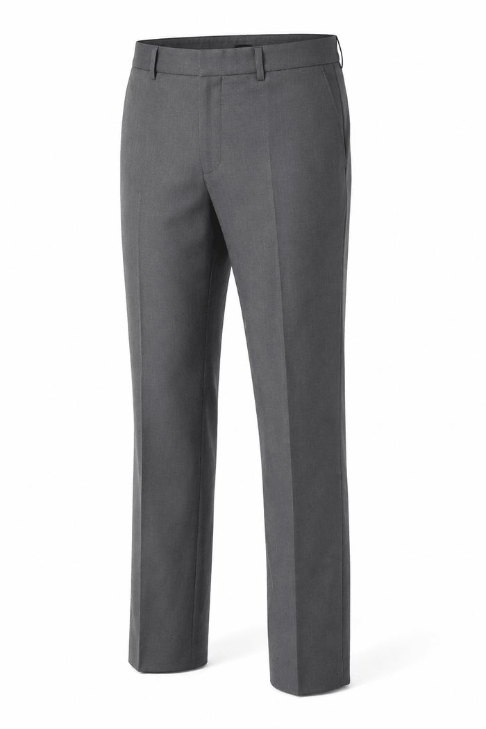 Men's Medium Gray Modern Fit Pre-Hemmed Dress Pants - Upscale Men's Fashion