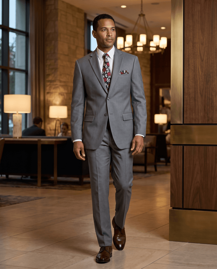 Men’s Medium Gray Regular Executive Fit 2-Piece Suit – Ravello Collection - Upscale Men's Fashion