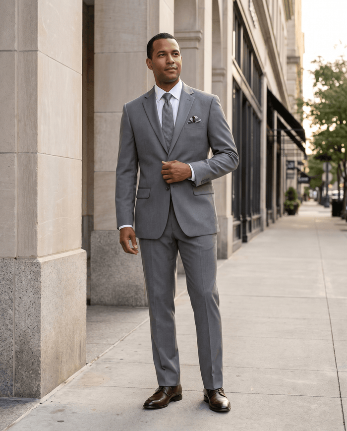 Men’s Medium Gray Regular Executive Fit 2-Piece Suit – Ravello Collection - Upscale Men's Fashion
