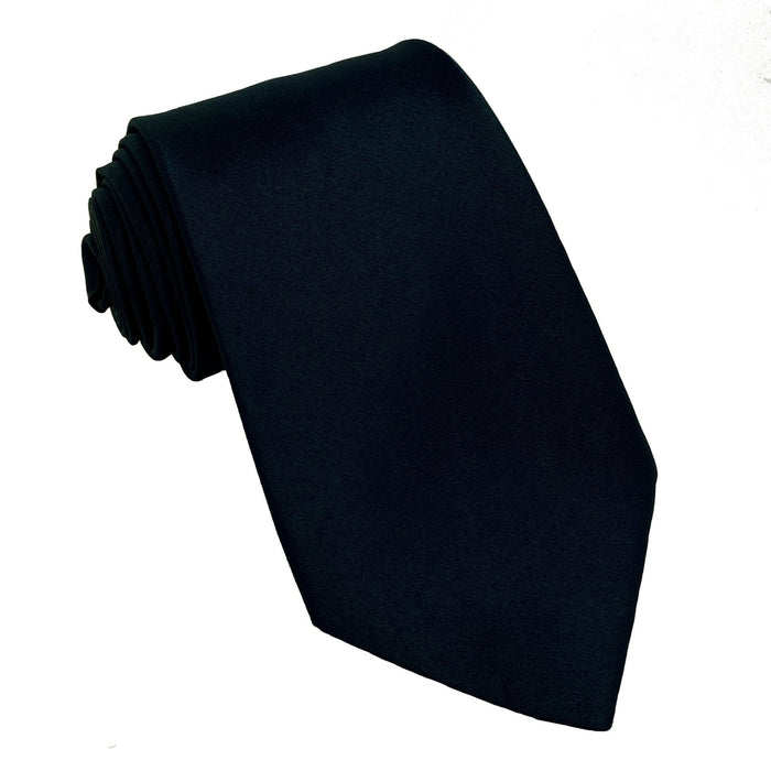Men's Midnight Blue Satin Self-Tie Necktie - Upscale Men's Fashion