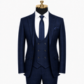 Men's Navy Glen Plaid Slim Fit Stretch 3-Piece Suit - Upscale Men's Fashion